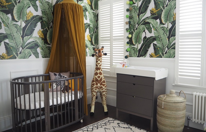 quarto de bebê selva verde
