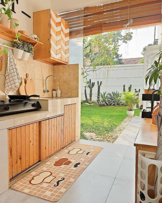 cozinha rústica externa de madeira 