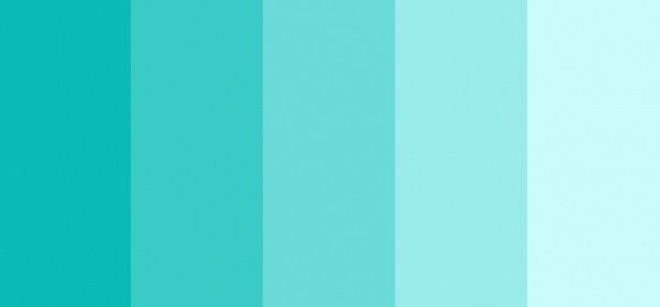 diferentes tonalidades de azul turquesa