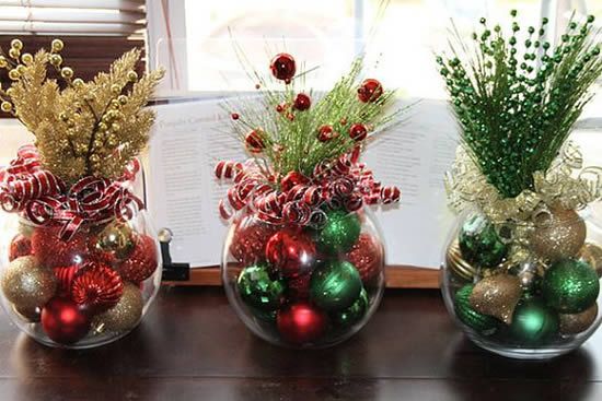 decoração de natal em vasos