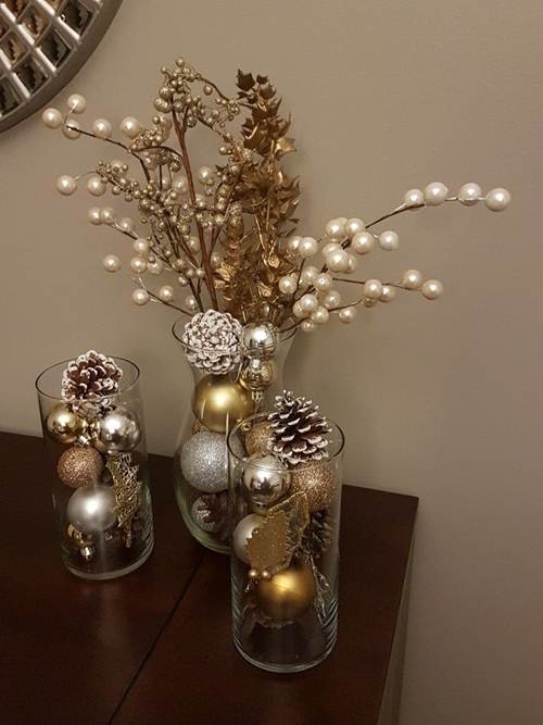 vasos com decoração de natal