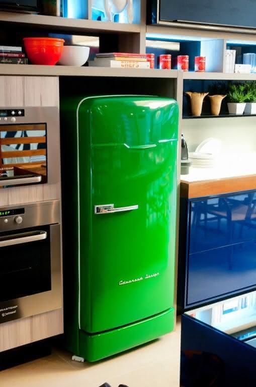 decoração com rfrigerador verde