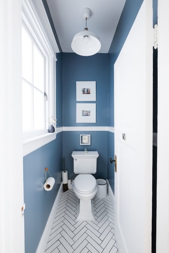 lavabo comprido azul