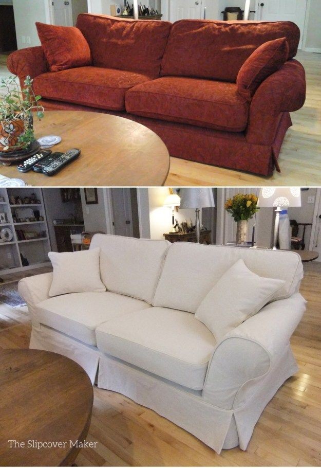 antes de depois reforma de sofá antigo