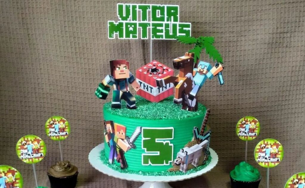 Bolo do Minecraft: + 40 fotos e dicas para festa infantil  Festa de  aniversário minecraft, Dicas para festa infantil, Bolo festa infantil
