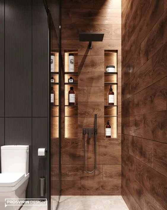 decoração de banheiros com madeira
