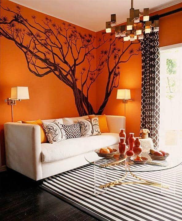 decoração com cor laranja